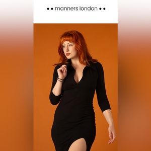Manners London Zaba Dress - Sexy maxi with plunge neckline and high slit